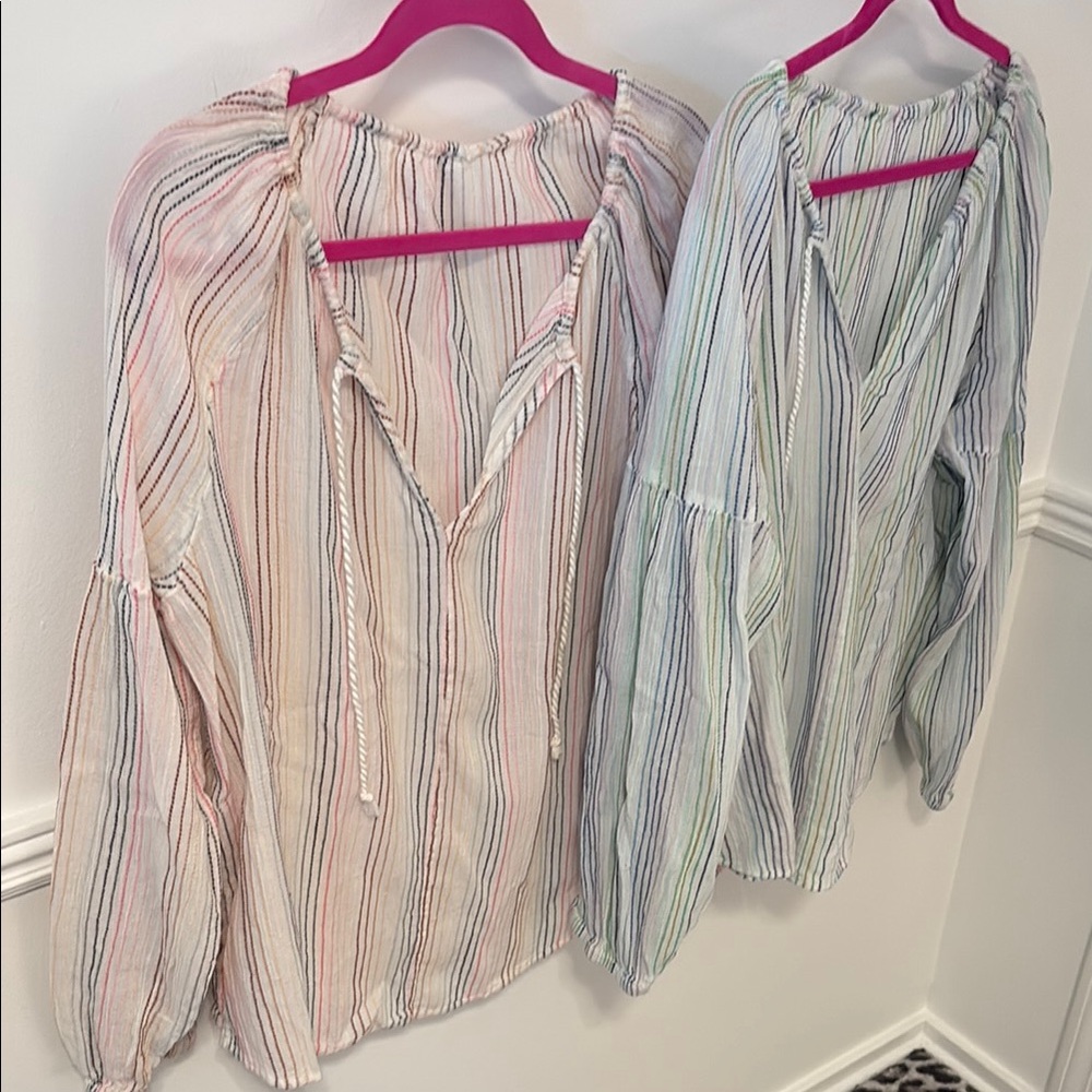 Striped Blouse Set in Pastel Shades